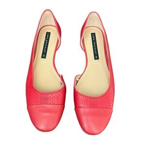ZARA Trafaluc Red Asymmetric Woven Ballet Flats D'Orsay Loafers Size 36 US 6